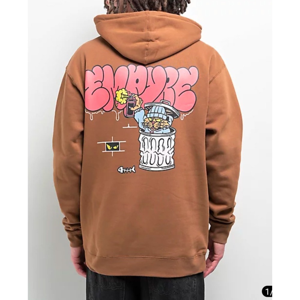 Empyre‎ Alley Cat Brown Graphic Hoodie Mens XL Streetwear